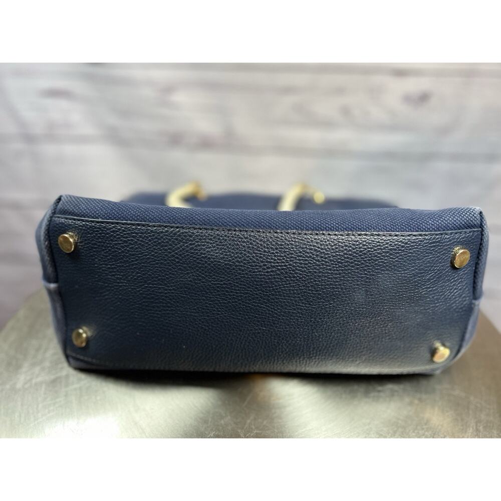 Michael Kors Large Dark Blue Canvas Beach Tote Bag Rope Handles - Picture 6 of 8